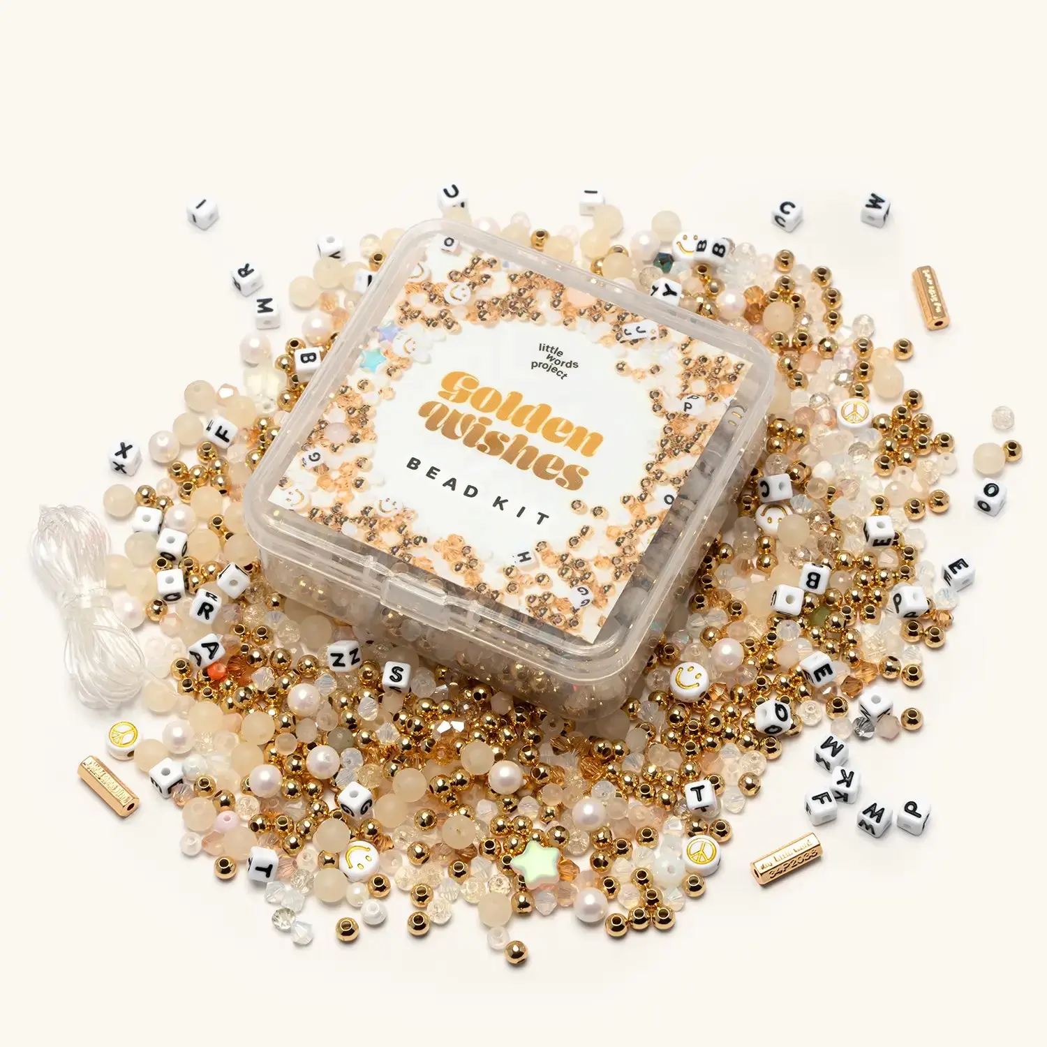 Little Words Project - Golden Wishes Bead Kit - DIY Beaded Bracelet Kit, Gold Crystal and Acrylic Beads - Summer Bracelet Making Little Words Project - Golden Wishes Bead Kit - DIY Beaded Bracelet Kit, Gold Crystal and Acrylic Beads - Summer Bracelet Making