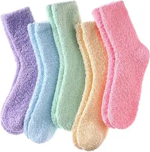 Womens Fuzzy Socks Cozy Fluffy Winter Warm Slipper Socks Microfiber Soft Home Sleeping Socks