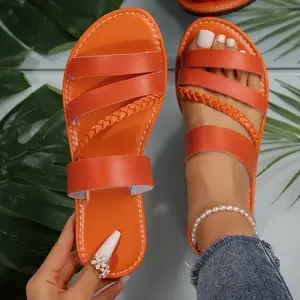 Women's Open Toe Flat Slippers with Backstrap Spring Summer Casual Office Shoes Hand Wash Breathable Non-Slip Sole Footwear