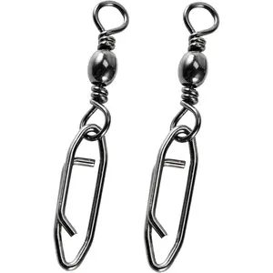 Saltwater Freshwater Snap Swivels Stainless Heavy Steel Fishing Clips Swivel Barrel Clip Fishing Snaps Rolling Speed Change Black Nickel