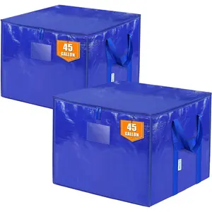 2 Pack Extra Large Moving Bags with Zippers & Carrying Handles, Heavy-Duty Storage Tote Moving Boxes for Space Saving (2 PK, 45 Gallon)
