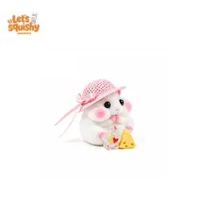 LETSSQUISHY Handmade Taba Squishy Hamster Toy, Cute Squishy Hamster Fidget Toy, Realistic Hamster Toy, Soft Silicone Mochi Furry Toy, Stress Relief Gift for Adults & Kids, Sensory Anxiety Plushie (White)