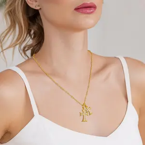 CHESKY Cross Necklace Double Cross for Women Men Pendant Dainty Cross Charm Link Chain for Couple Gift Clasp Dignified