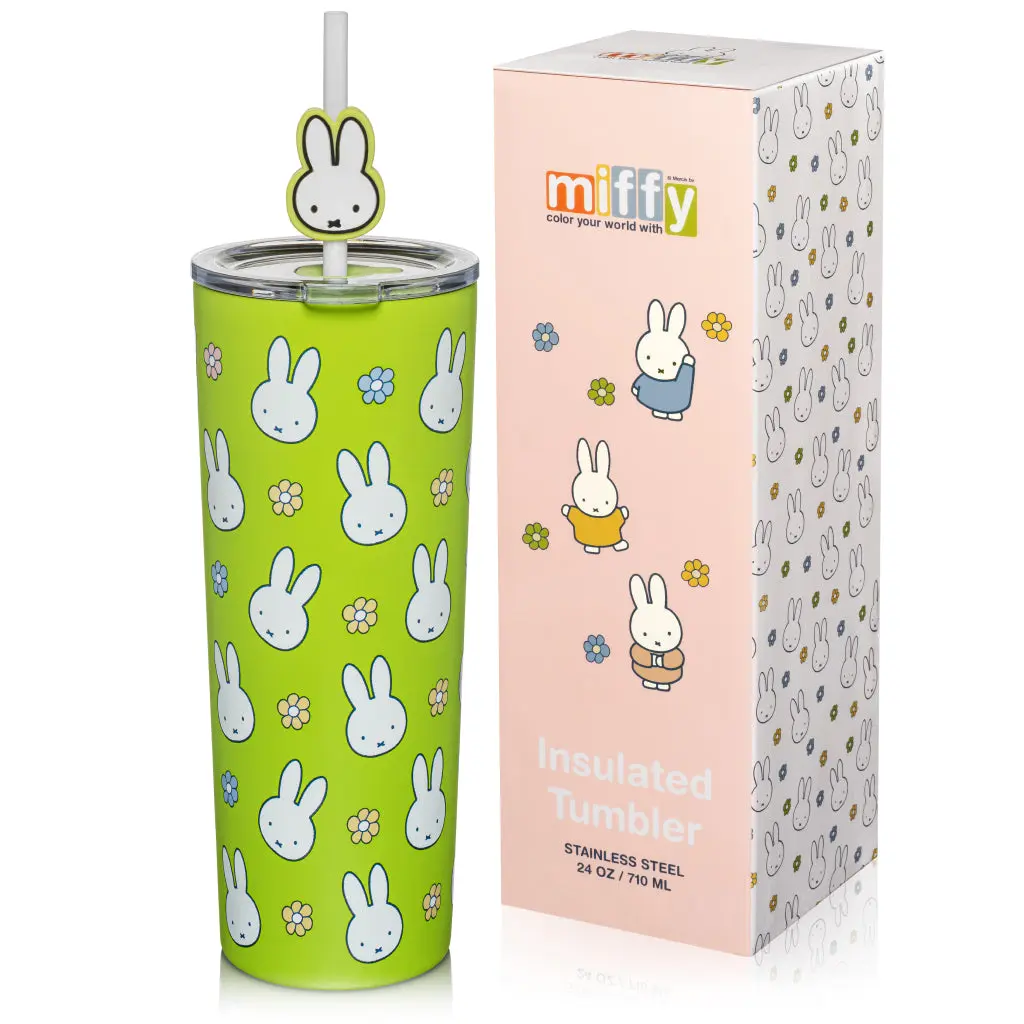Miffy Spring 24 oz Stainless Steel Tumbler with Topper - Green