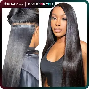 LUVME 100% Virgin Human Hair Extensions Seamless & Invisible Edge Straight, Body Wave, Kinky Curly, Yaki Straight, Messy Burmese Curl Clip-In