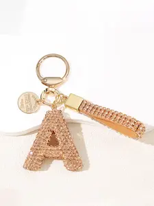 New Fashion Shiny Soft Clay Rhinestone Keychain, Cute Letter Charm Pendant, Women's Bag Accessory, Car Key Chain Decor Gift, Key Chain Decorations