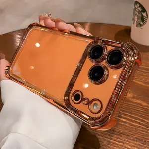 【 iPhone17 Pro max case 】plating airbag Phone case iphone17 Pro Max 16 15 14 13 Air for iPhone case soft shell TPU Anti fall silicone