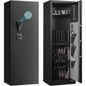 VEVOR 8-10 Gun Safe, Long Gun Cabinet for Rifles and Pistols, Quick Access Fireproof Rifle Safe with 3 Pistol Pockets and Adjustable Racks, Large Digital Cabinet with Fingerprint and Password Lock