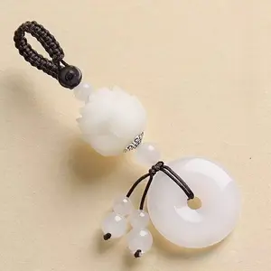 Chinese Zen Lotus Keychain – Bodhi Style Pendant Car Key Holder with Safety Lock, Unisex Keychain for Keys, Bags & Car