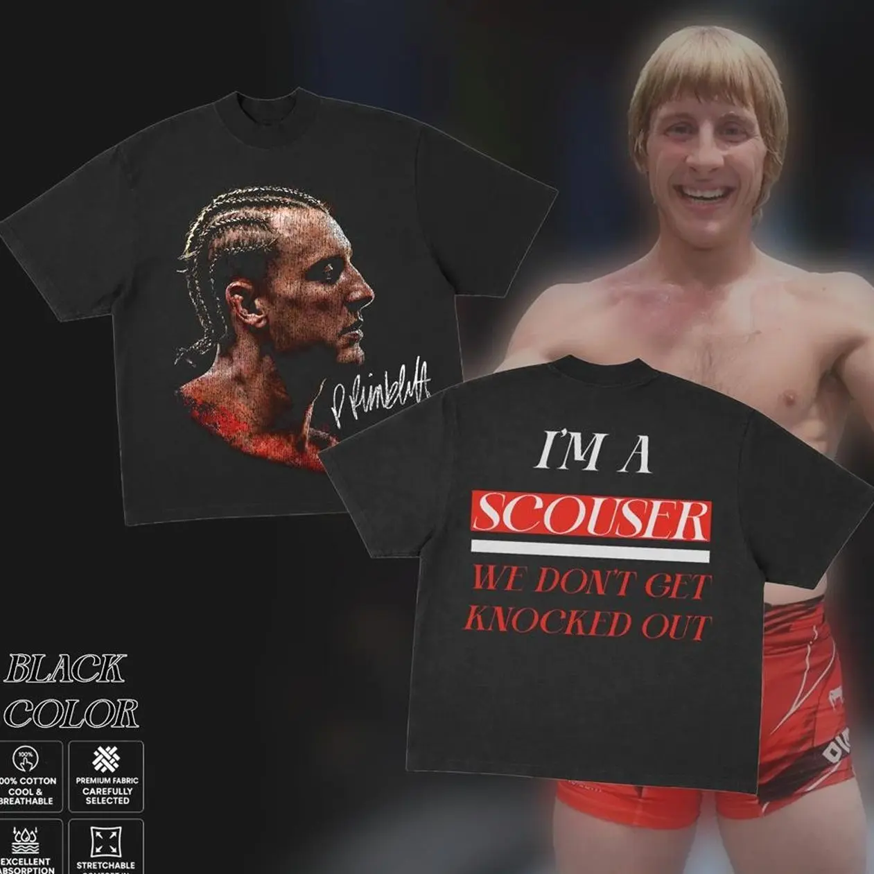 Paddy Pimblett �The Baddy� T-Shirt for Summer, Vintage UFC Fighter Tee, Minimal Portrait MMA Shirt, Combat Sports Streetwear, Cotton Oversized Graphic Tee, Unisex MMA Training Apparel, Gift for Men & Women 15U