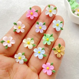 60Pcs Mixed Resin Mini Flowers and leaves Flat Back Flower Figurines - Colorful, Versatile, Perfect for Nail Art Design, DIY Nails, DIY Crafts, and Jewelry Making
