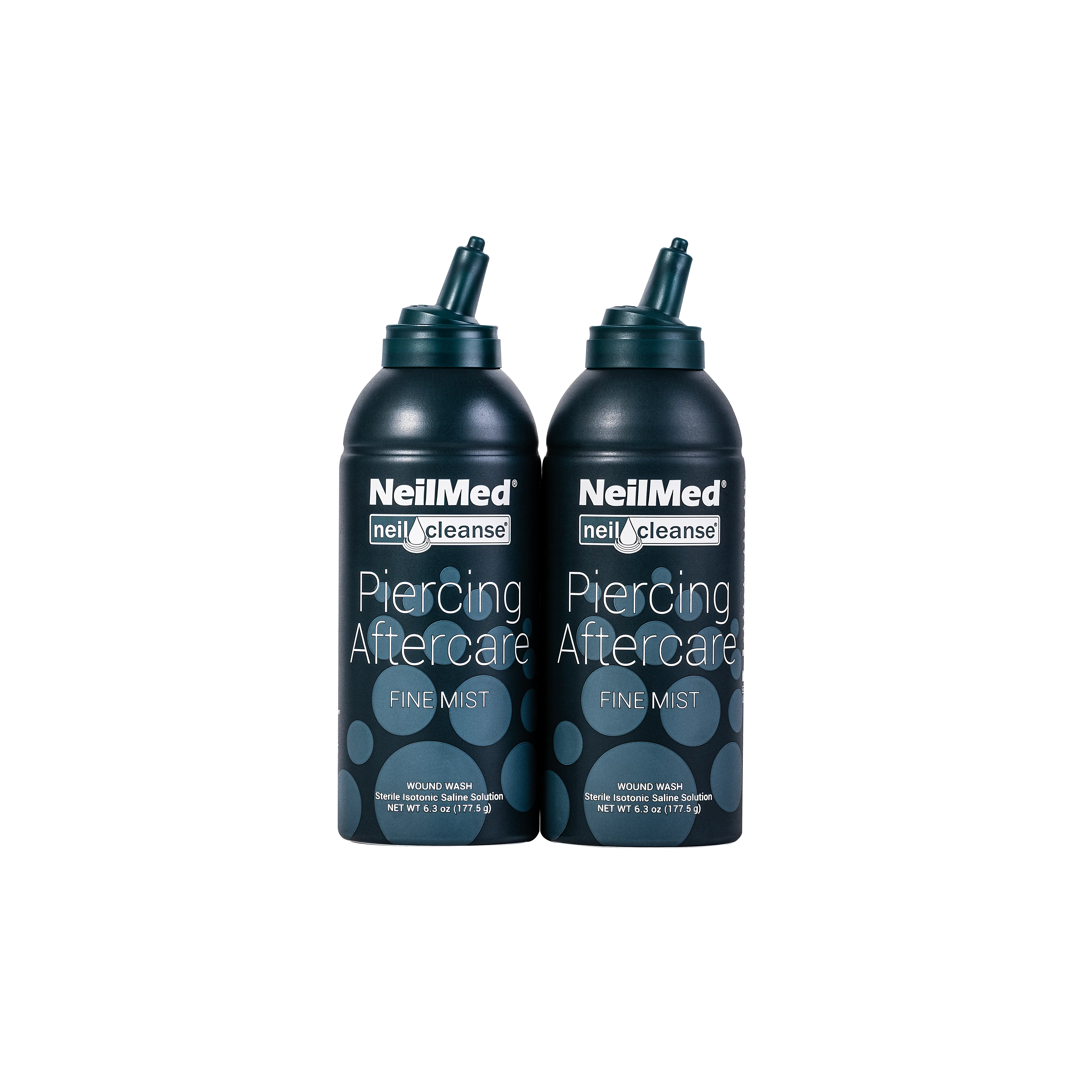 NeilMed Piercing Aftercare Sterile Saline Fine-Mist Spray - DUO PACK (2x 177ML Cans)