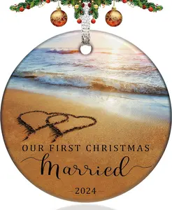 Christmas Ornaments 2024,Our First Christmas Married Ornament 2024 Wedding Gifts for Couple 1st Married Xmas Ornament Mr and Mrs Bridal Shower Gifts Bachelorette Gifts for Bride to be Newlyweds Her