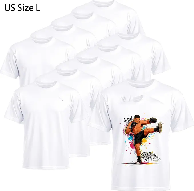 Joyclub 10 PCS Blank T-Shirts for Adults Unisex White Polyester Shirts Sublimation Crew Neck Short Sleeve Team Uniforms for Fan Shirt DIY, Custom Soccer Team Tees & Class of 2026 Graduation Gifts, summerwins Mid Year Sale