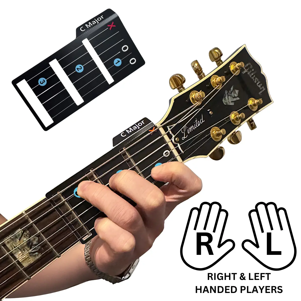 Learn Guitar in Seconds Deluxe Edition with Case Card Chords | For Left and Right Handed Guitar Players (Fits All Guitars) GUITAR CHORDS allow you to PLAY the ACOUSTIC or ELECTRIC Guitar while the CARD is on the FRETBOARD Guitar Starter