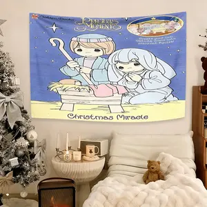 This Precious Moments decorative tapestry background cloth tapestry, bedroom living room office decorative tapestry, fine and beautiful printing, the perfect Christmas gift for family and friends.