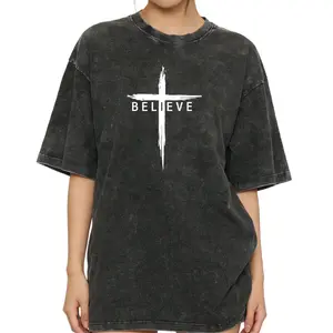 Washed Unisex Christian Cross T-Shirt – Inspiring Jesus Scripture Faith Tee
