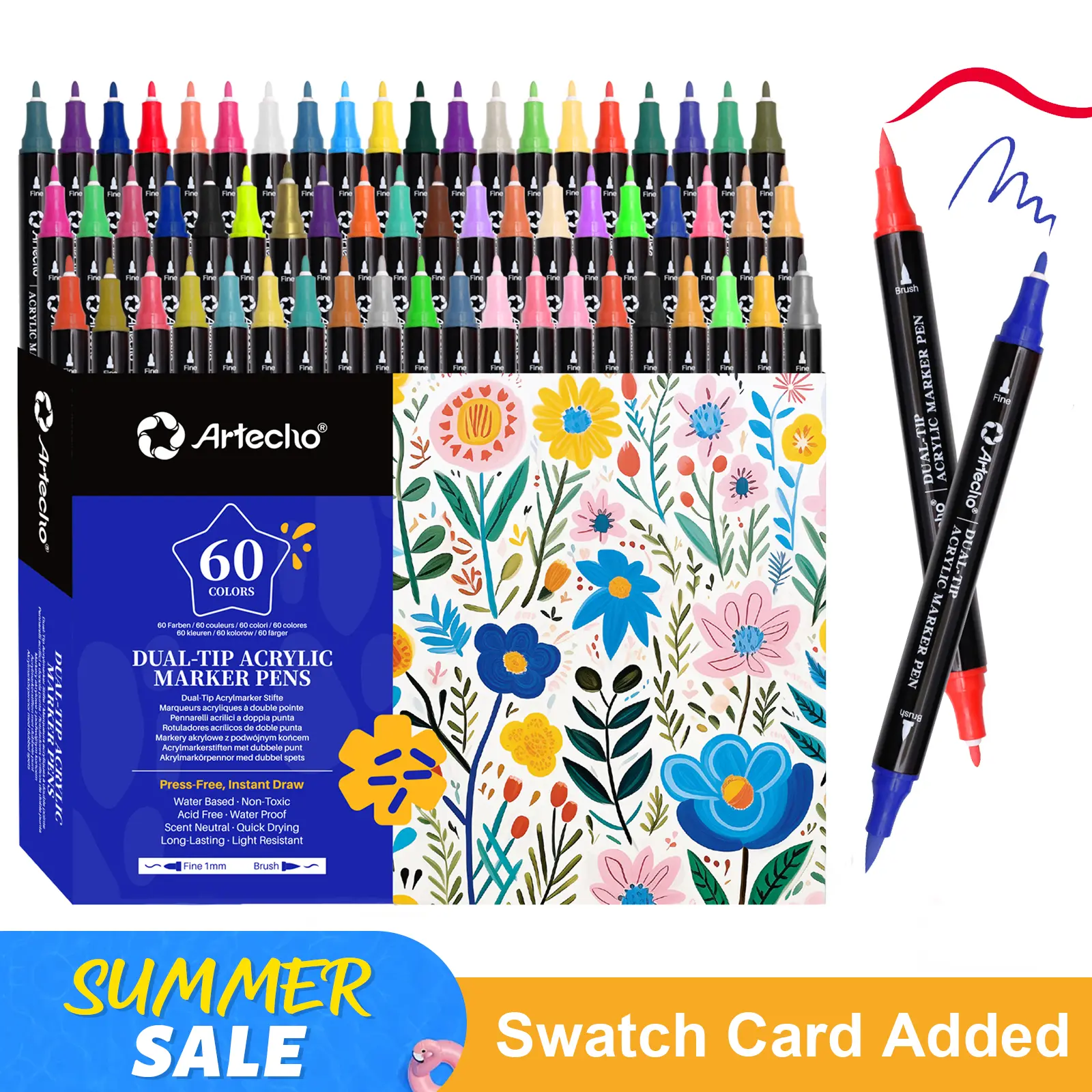 【EXTRA 10%OF】Artecho Acrylic Paint Markers Set, Dual Tip & Fine Tip Paint Pens - Quick Drying & Waterproof - for Painting, Drawing, Coloring & DIY, Christmas Gift