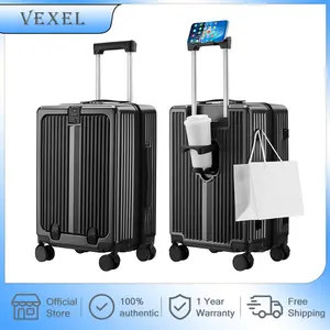 VEXEL Plastic Frame Smart USB Charging Hardshell Carry-On Luggage - Durable PC+ABS Drop-Resistant, Shred-Resistant, Burden-Reducing Spinner Luggage with 360° Silent Lightweight Wheels, Drop Resistant Luggage, Hardshell Luggage