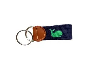 Needlepoint Whale Keychain