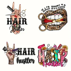 6-Piece DIY Heat Transfer Stickers, Washable, Suitable for T-Shirts, Masks, Jeans, Backpacks, Trendy Hairstyle Stickers, DIY Craft Supplies