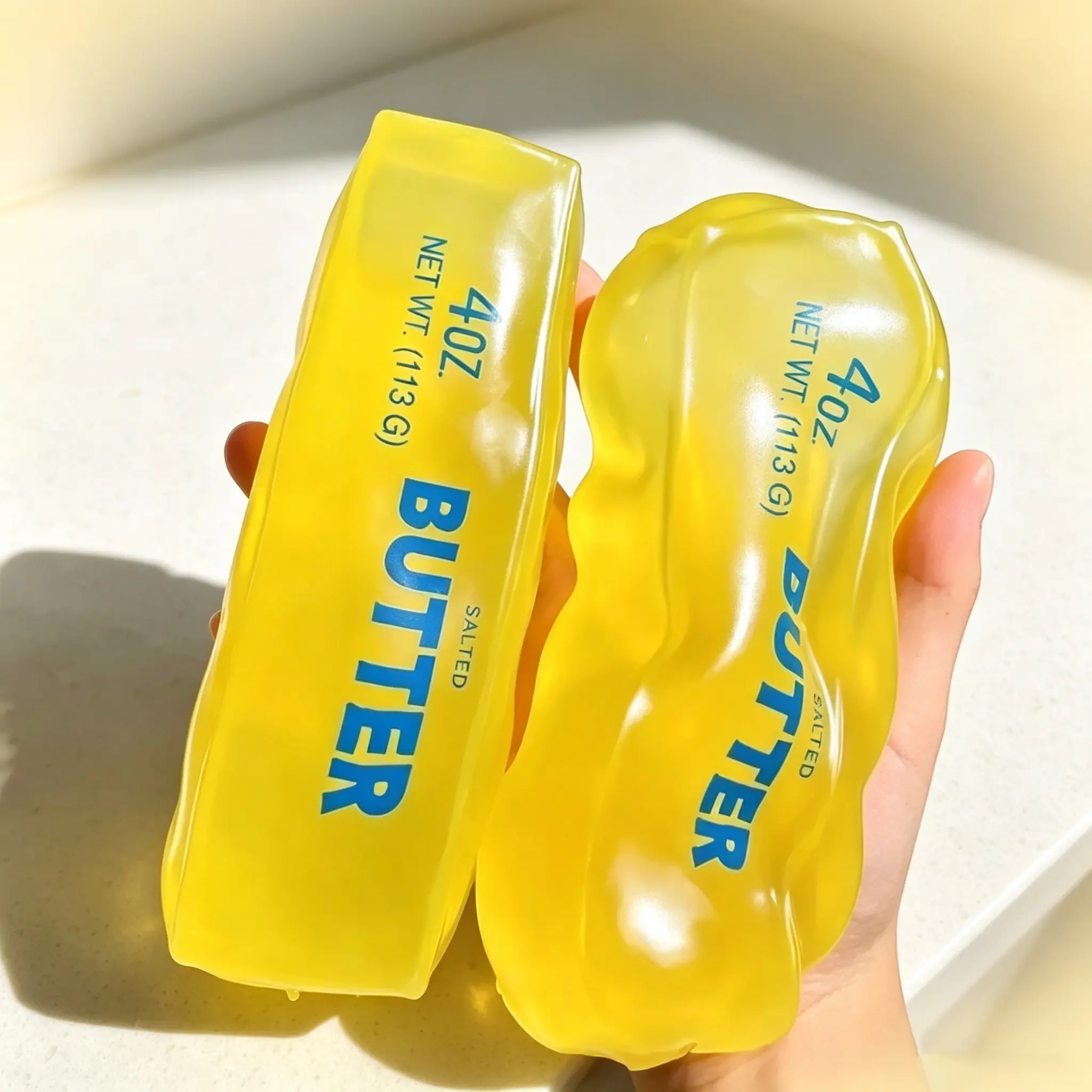 Clear Butter Squishy Squeeze Toy, Soft Slow Rebound Fidget Toy, Novelty Butter Shape Stress Relief Sensory Toy, Portable Decompression Hand Squeeze Toy