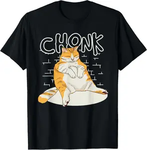Fat Cat Chonk Scale Chonky Meme Chonker Cat T-Shirt Pure Cotton Graphic Tees Menswear Top: Gifts for Men & Women