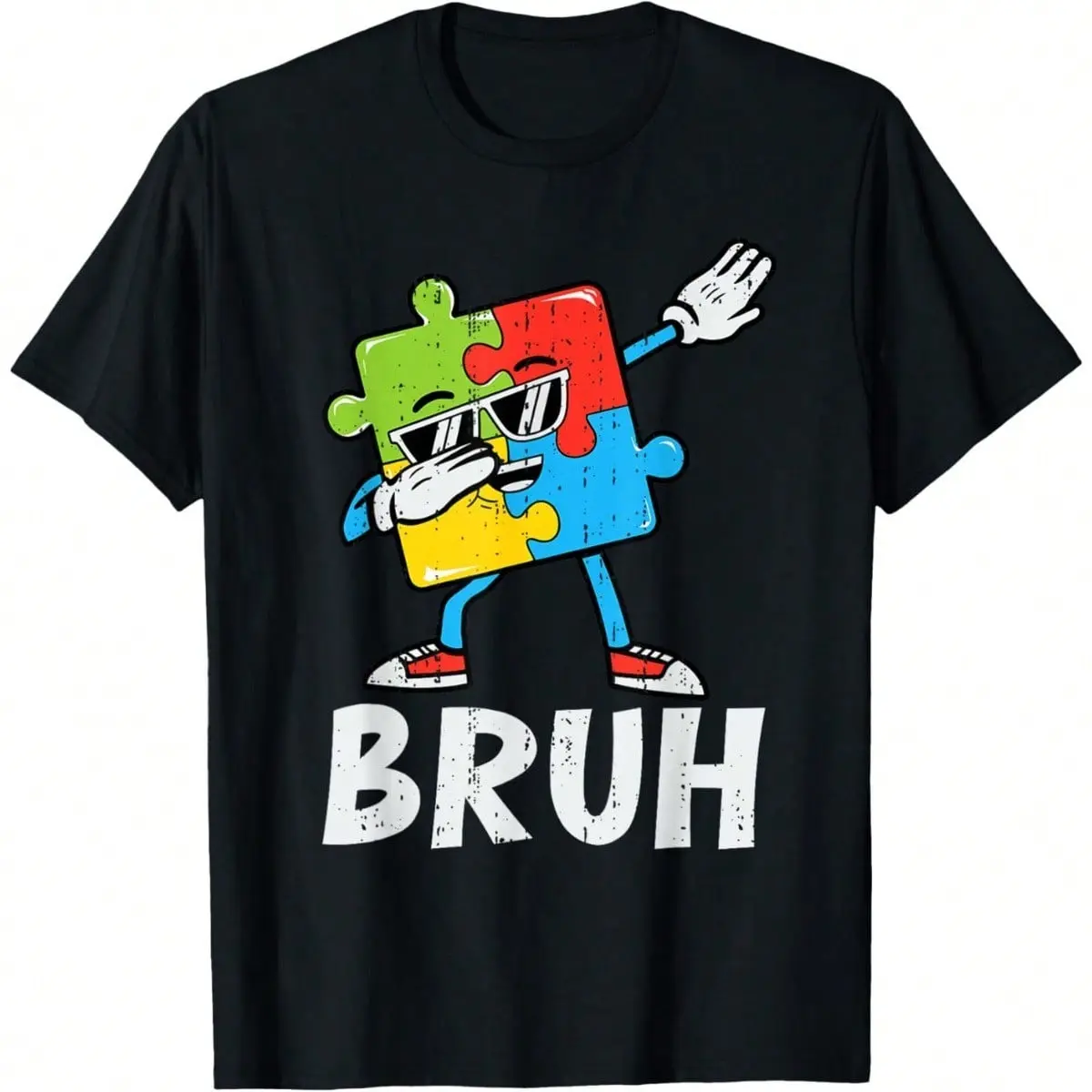 [100% Cotton] Funny Dabbing Summer T Shirt, Autism Awareness Graphic Tees, Round Neck Short Sleeved Tops Men Clothing Casual Tee Gift For Him Her Golf Gift T-Shirt For Men And Women