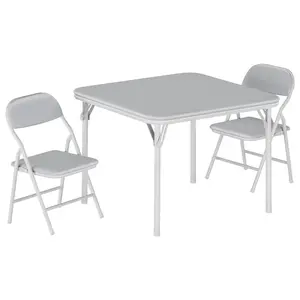 Garvee Folding Square Table and Chairs Set - Lightweight, Portable, and Space-Saving Indoor Outdoor Dining Solution with 1 Table and 2 Collapsible Chairs for Compact Seating