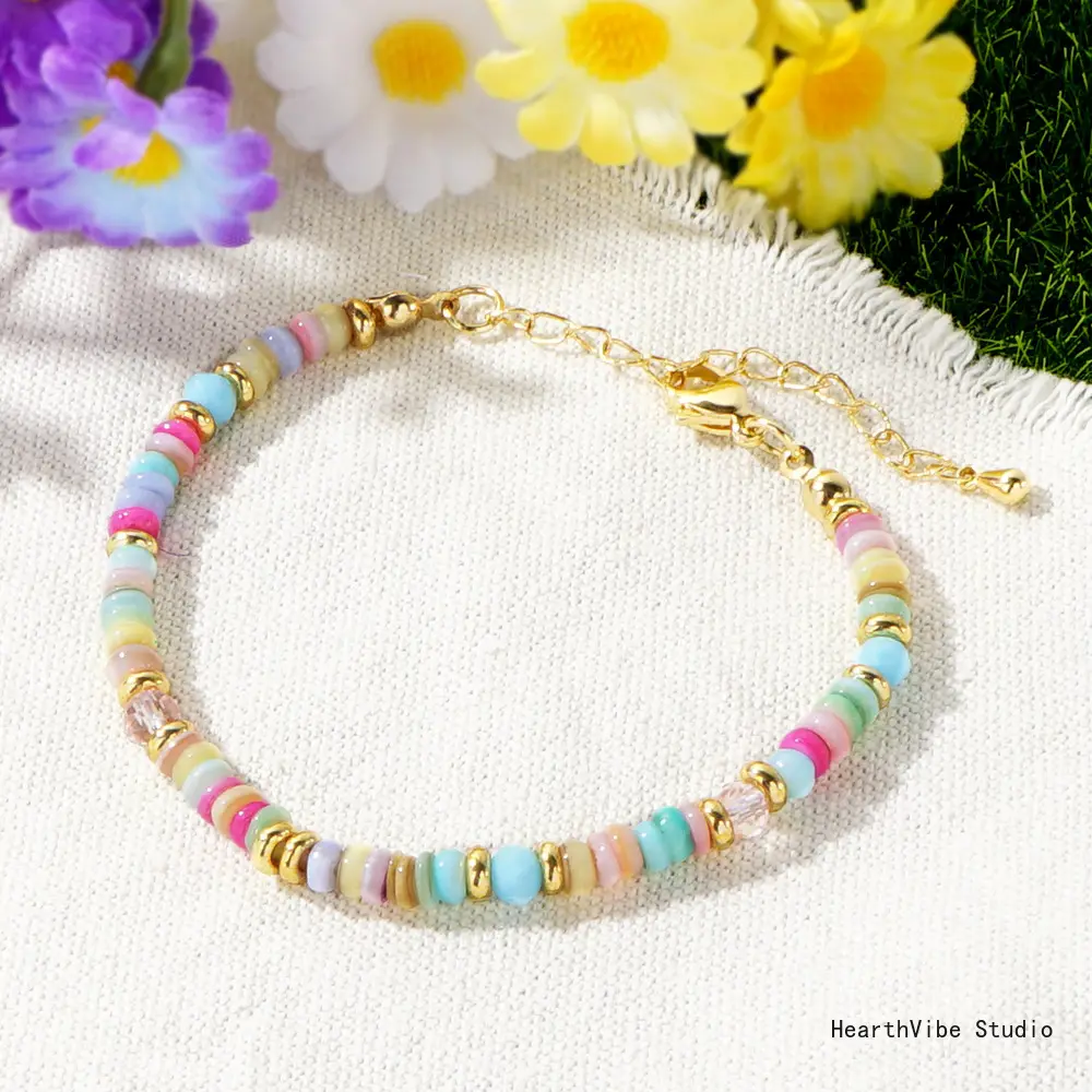 Unisex Light Blue Crystal Beaded Bracelet, Exquisite Trendy Flat-Bead Design for Sports Enthusiasts, Exquisite Trendy Bracelet, Fashionable Bracelet