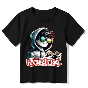 Cool Boys Roblox Cartoon Gaming Boy Graphic Print T-shirt Graphic Fashion T-shirt Comfortable Casual Preppy Style , Outdoor Ready & Perfect Gift
