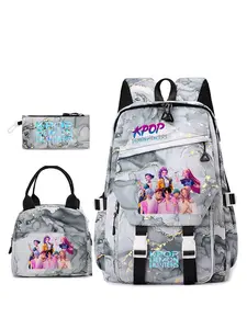 3pcs  Women's backpack kpop witch hunting group large capacity backpack zipper closure fashionable and versatile casual backpack personality trend suitable for students to go to school, campus travel, work commuting women's backpack