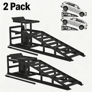 New Upgraded 2 Pack Hydraulic Car Ramps 5T 10000lbs Low Profile Car Lift Service Ramps Truck Trailer Garage,Height Hydraulic Vehicle Ramps, Ideal Christmas Xmas Birthday Gifts for Women Men Friends