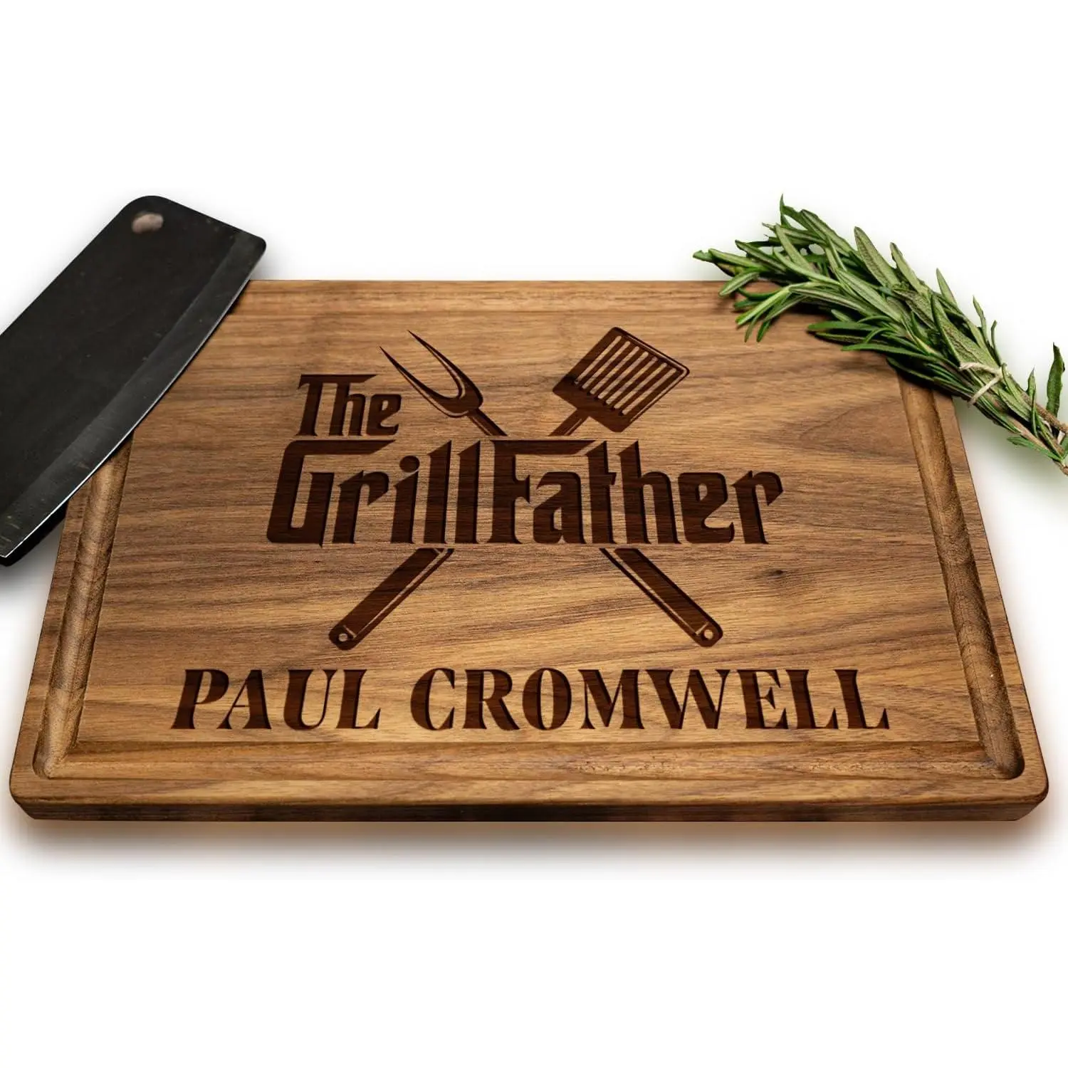 Personalized Grillfather Wooden Cutting Board - Custom BBQ Grilling Board, Kitchen Gift for Adult Dads for Father’s Day Home Supplies