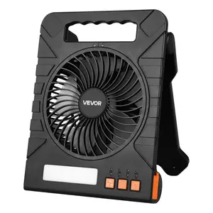 VEVOR 10000mAh Rechargeable Solar Fan with LED Lantern, 7 inch Portable Fan Cordless with 4W Foldable Solar Panel, 4-Speed& Timer& Quiet,USB Battery Powered for Camping Tent Worksite Office Desk