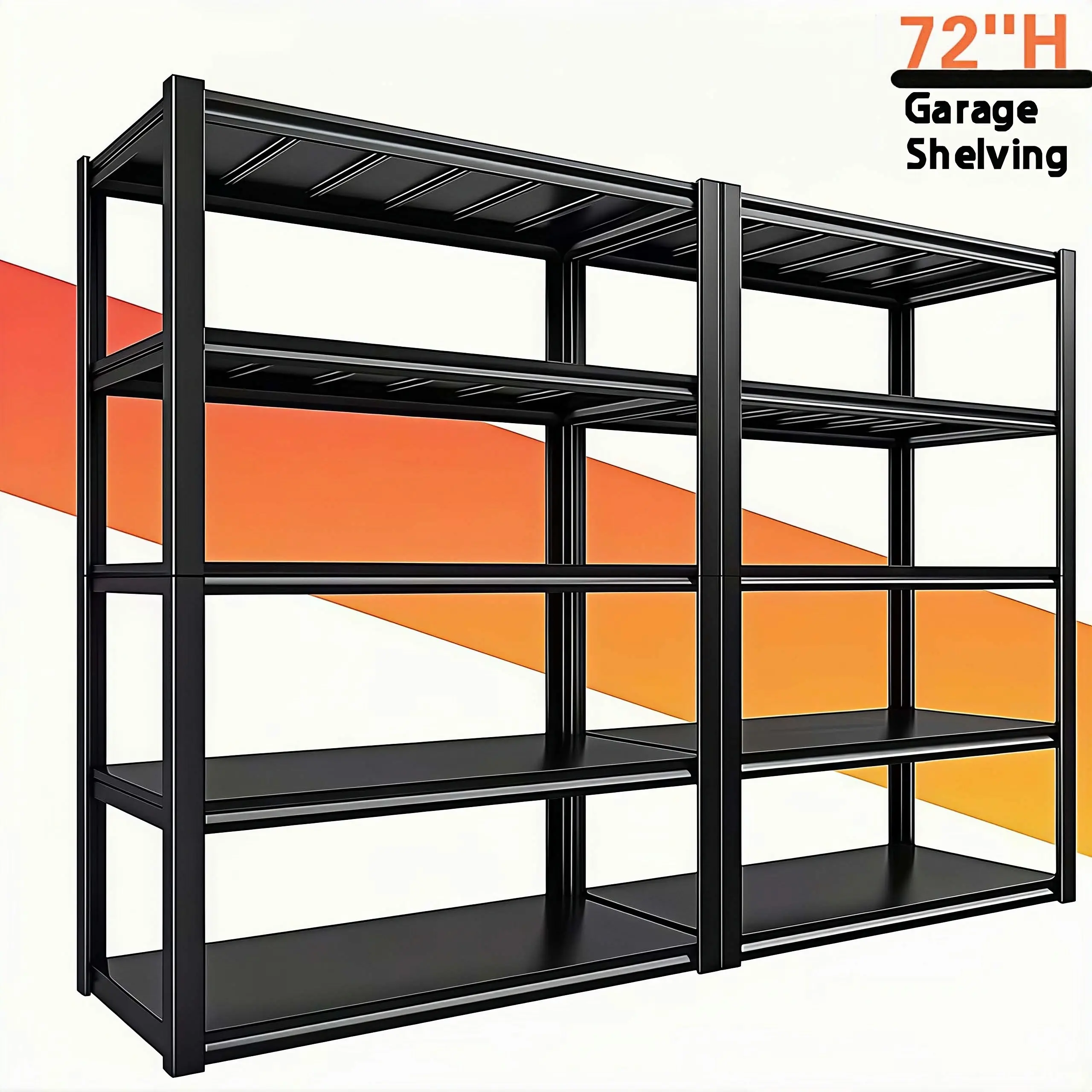 5-Tier Heavy-Duty Metal Shelving Unit, 72in H Bolt-Free Adjustable Storage Rack with 2500-Lb Capacity, Home Organizer for Garages, Basements, Black Home Storage Solution