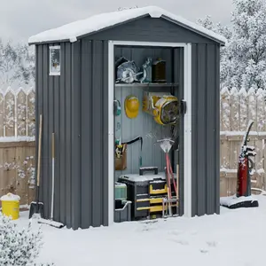 Walsunny Steal Garden Shed - Durable Steel Storage Shed with Gabled Roof & Slant Roof for Outdoor Use, Thick Steel Plates & Lockable Door