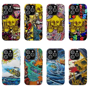 Bold Colorful Skull & Wave Art,Tough phone case,for iPhone 16 15 14 13 12 11 17Pro Max,for Samsung S25 S24 S23 S22 Ultra,Gifts For Fans, Phone Accessories