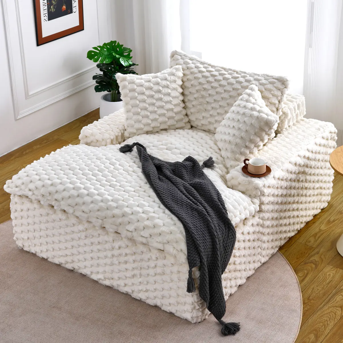 51x60x34.6" Modern Compact Accent Couch - Small Space Loveseat with 2 Pillows, High-Density Fill, Minimalist Lines, Cozy for Bedroom & Living Room