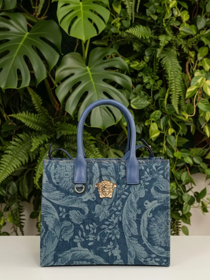 Pre-owned VERSACE denim Tote Bags Small La Medusa Tote NEW