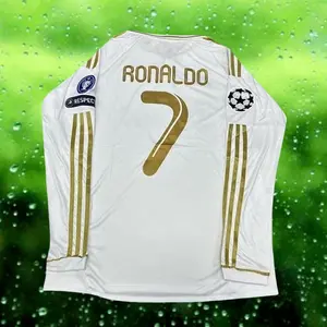 2011 2012 Home Retro No.7 Ronaldo Gold Long Sleeve soccer jerseys