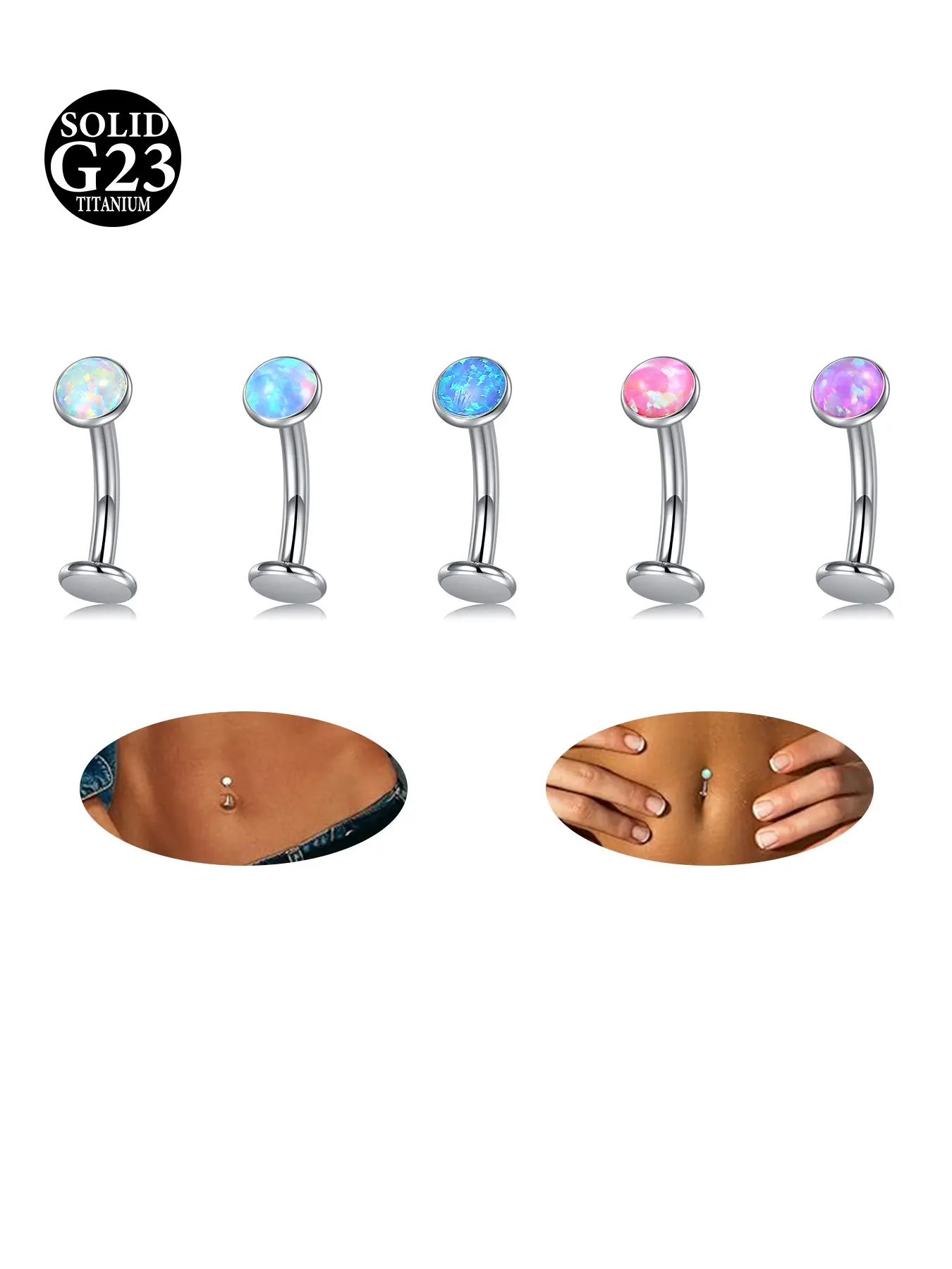 Silver Titanium Floating Belly Button Rings Belly Ring Belly Button Ring Belly Rings Internally Threaded Belly Button Piercing Jewelry Opal Navel Barbell Rings Navel Piercing Jewelry Navel Ring Belly Hoops Body Jewelry Body Jewellery