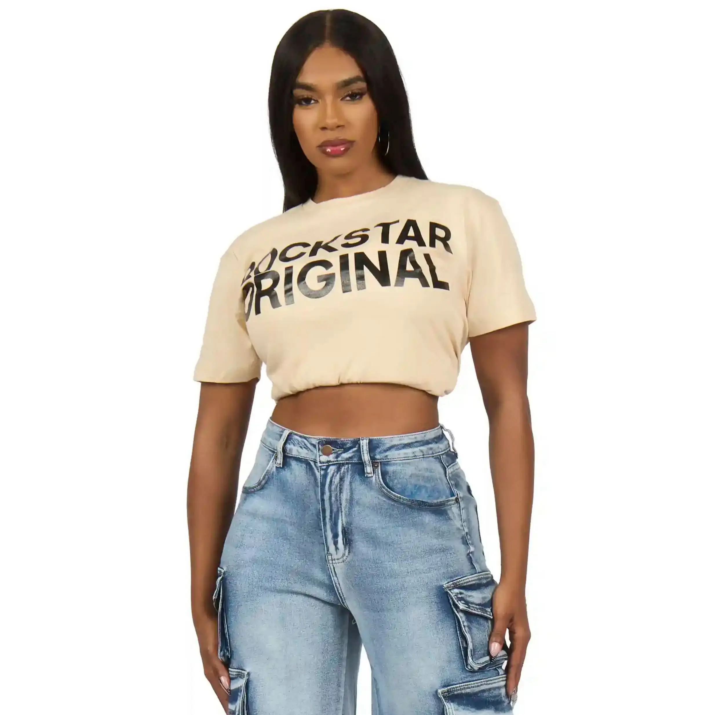 Reigna Beige Oversized Tee