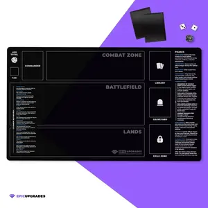 Newcomer Playmat with Zones (Commander Version) - 24"x14" Magic the Gathering EDH Rookie MTG Player Learning Gift Accessories Card Mat