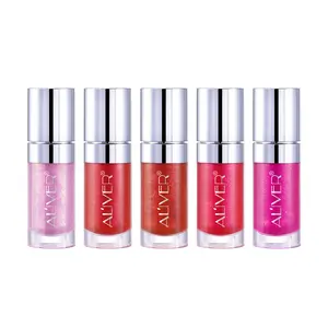 Aliver Lip Glow Oil-Round Tube, Plumping Lip Oil Gloss, Long Lasting Nourishing Lip Gloss, Transparent Tinted Lip Balm Moist, Non-sticky for Dry Lip Care (5 Colors)