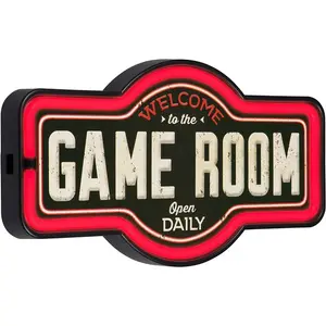 Game Room LED Neon Wall Sign Lighted Bar Man Cave Decor 17" USB or Battery