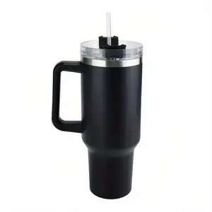 Stainless Steel Straw Cup Insulated Vacuum Bottle with Handle and Straw, Reusable Stainless Steel Straw Cup for Cold Hot Drinks, Tumbler