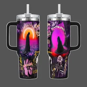 DAYSEEKER Nocturnal Dreamscape Stainless Steel Insulated Travel Tumbler With Handle 20oz 40oz Neon Cloak Cosmic Field Band Wrap Design