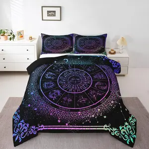 Feelyou Sun and Moon Constellations Galaxy Down Queen Comforter Set - Astro Theme Bedroom Bedding, Multi-Size, Travel-Friendly Zodiac Signs, Spiritual Gift for Women, Bedroom Bedding Set