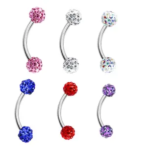 Curved Barbell Eyebrow jewelry  Surgical Steel Jeweled 16 Gauge